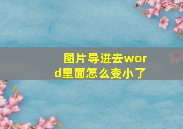 图片导进去word里面怎么变小了