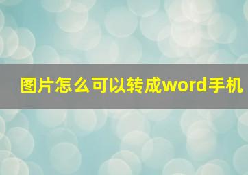 图片怎么可以转成word手机