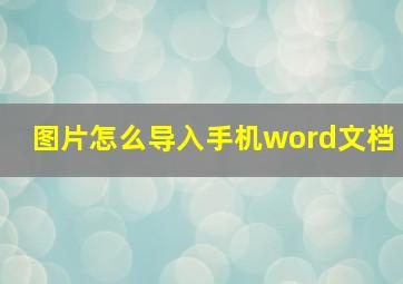 图片怎么导入手机word文档