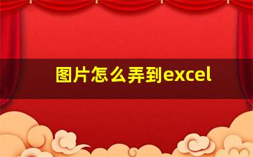 图片怎么弄到excel