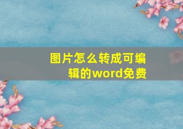 图片怎么转成可编辑的word免费