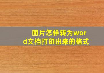 图片怎样转为word文档打印出来的格式