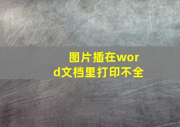 图片插在word文档里打印不全