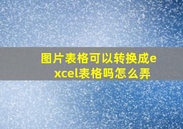 图片表格可以转换成excel表格吗怎么弄