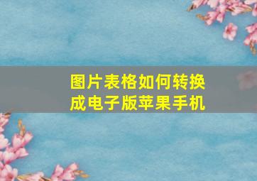 图片表格如何转换成电子版苹果手机