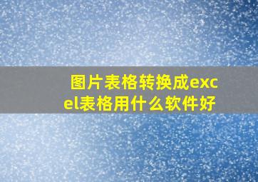 图片表格转换成excel表格用什么软件好