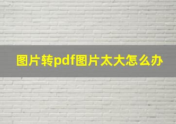 图片转pdf图片太大怎么办