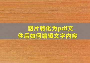 图片转化为pdf文件后如何编辑文字内容