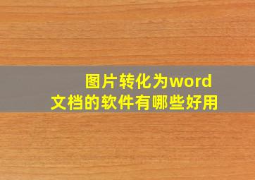 图片转化为word文档的软件有哪些好用