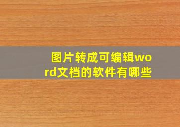 图片转成可编辑word文档的软件有哪些