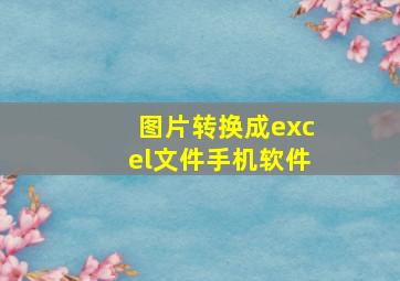 图片转换成excel文件手机软件