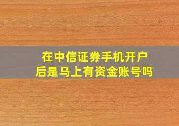 在中信证券手机开户后是马上有资金账号吗