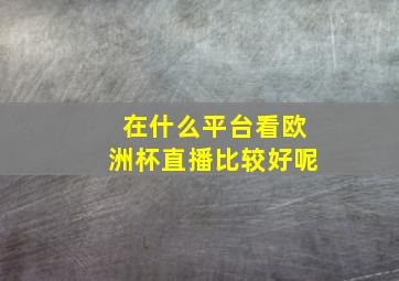 在什么平台看欧洲杯直播比较好呢