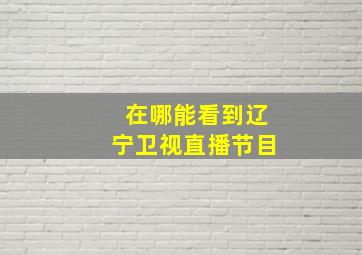 在哪能看到辽宁卫视直播节目