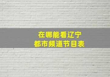 在哪能看辽宁都市频道节目表