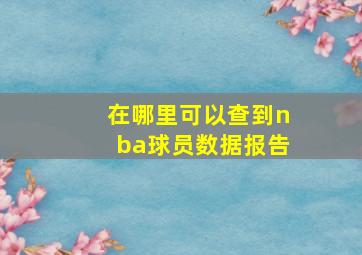 在哪里可以查到nba球员数据报告