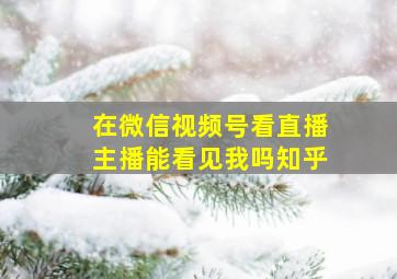 在微信视频号看直播主播能看见我吗知乎