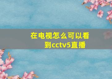 在电视怎么可以看到cctv5直播