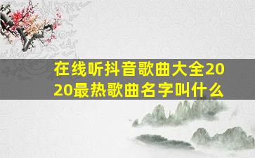 在线听抖音歌曲大全2020最热歌曲名字叫什么