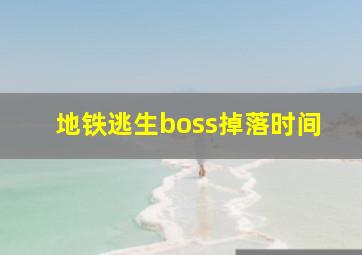 地铁逃生boss掉落时间