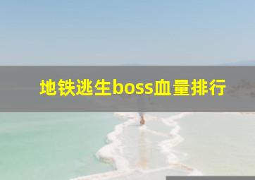 地铁逃生boss血量排行