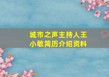 城市之声主持人王小敏简历介绍资料