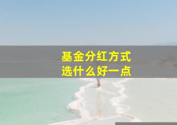 基金分红方式选什么好一点