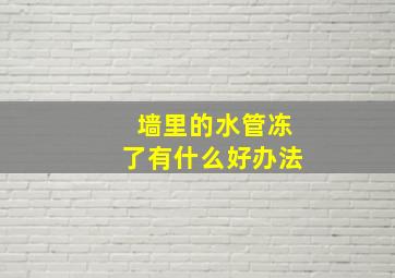 墙里的水管冻了有什么好办法