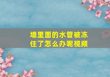 墙里面的水管被冻住了怎么办呢视频