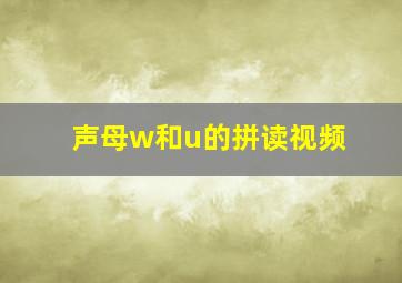 声母w和u的拼读视频