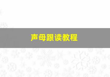 声母跟读教程