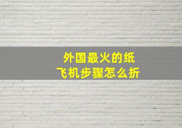 外国最火的纸飞机步骤怎么折