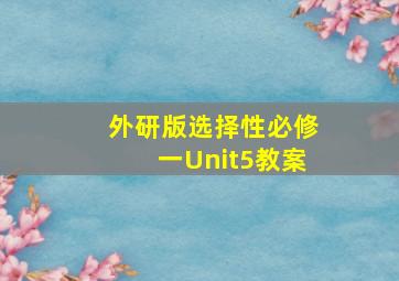 外研版选择性必修一Unit5教案