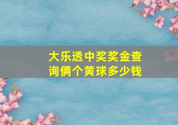 大乐透中奖奖金查询俩个黄球多少钱