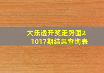 大乐透开奖走势图21017期结果查询表