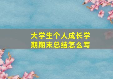 大学生个人成长学期期末总结怎么写