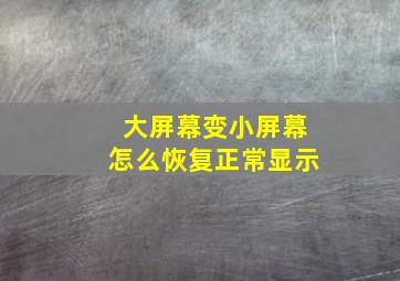 大屏幕变小屏幕怎么恢复正常显示