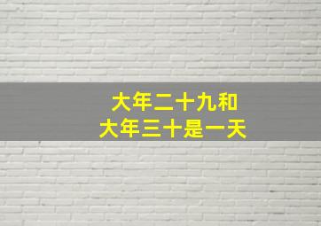 大年二十九和大年三十是一天