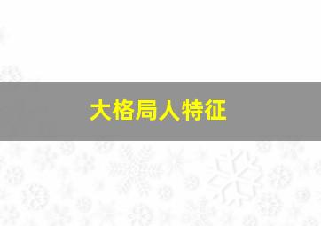 大格局人特征