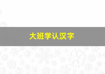 大班学认汉字