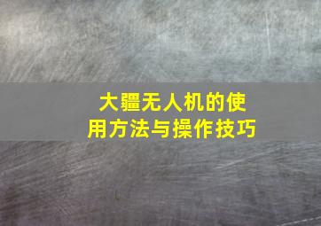 大疆无人机的使用方法与操作技巧