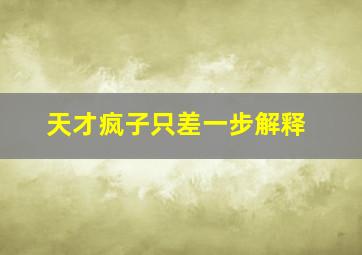 天才疯子只差一步解释