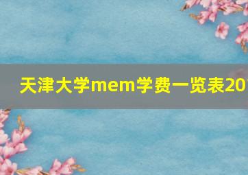 天津大学mem学费一览表2019