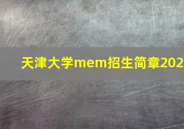 天津大学mem招生简章2021