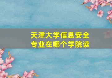 天津大学信息安全专业在哪个学院读