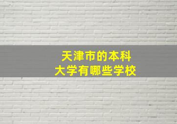 天津市的本科大学有哪些学校