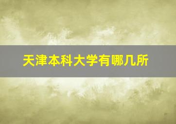 天津本科大学有哪几所