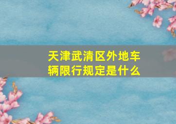 天津武清区外地车辆限行规定是什么