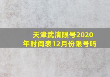 天津武清限号2020年时间表12月份限号吗