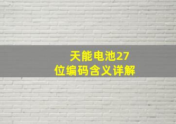 天能电池27位编码含义详解